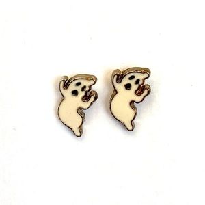 Tiny Enamel Ghost Stud Earrings